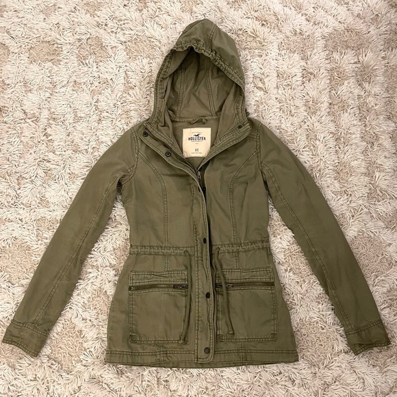 Hollister Khaki Utility Jacket with Hood - Picture 1 of 6